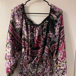 Ashley Stewart Floral Blouse with Black and Pink